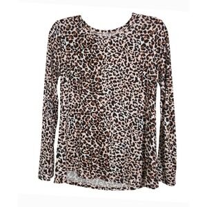 Maurices Long Sleeve Leopard Print Top 24/7 Size S EUC
